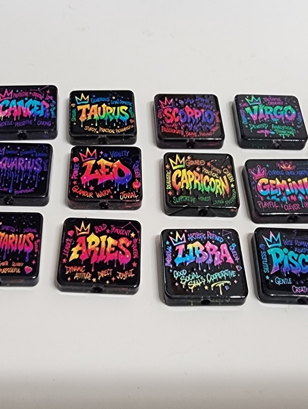 Horoscope Focal Bead Set 12 Pcs Beaded Pen Jewelry Making Crafts Charms Keychain